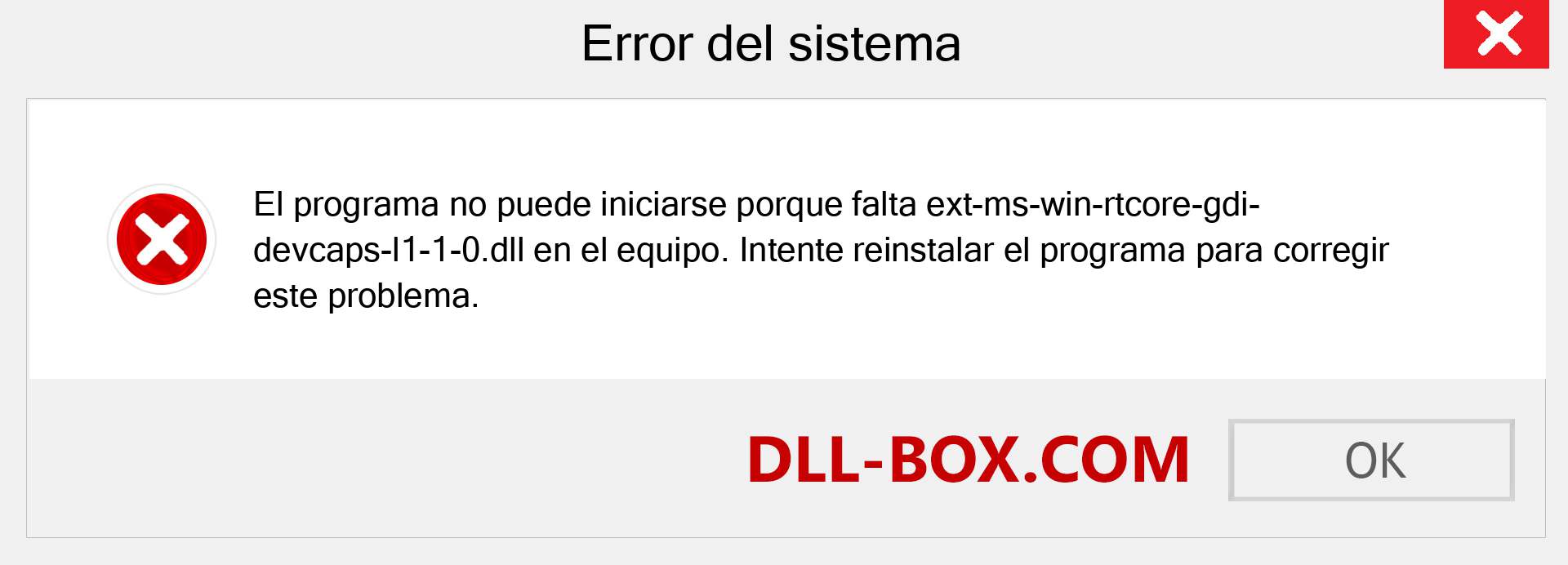 ¿Falta el archivo ext-ms-win-rtcore-gdi-devcaps-l1-1-0.dll ?. Descargar para Windows 7, 8, 10 - Corregir ext-ms-win-rtcore-gdi-devcaps-l1-1-0 dll Missing Error en Windows, fotos, imágenes